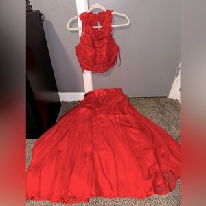 red lace two piece dress Dave&Jhonny